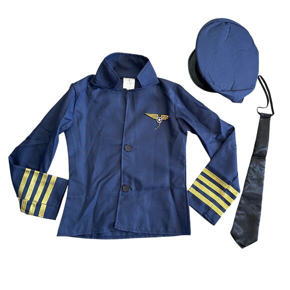 NEW Boo! Inc. Airplane Pilot Kids Costume Navy Blue - Size: 7-9 - Picture 5 of 11